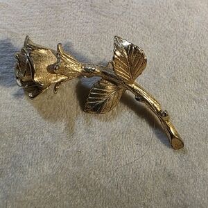 Vintage Bernard Meldahl Gold Plated Over Sterling Silver Gold Rose Brooch